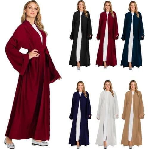 Muslim Women Open Cardigan Dress Kimono Dubai Abaya Party Maxi Kaftan Robe Gown Islamic Clothing Arab Loose Maxi Dress Fashion