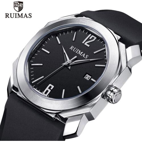 RUIMAS Mens Analogue Quartz Watches Silicone Military Sport Wristwatch 2019 Top Brand Grey Clock Man Relogios Masculino 525G