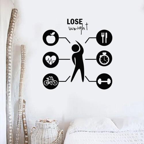 Lose Weight Wall Decal Diet Training Fitness Cardio Sport Gym Interior Decor Vinyl Window Stickers Healthy Lifestyle Mural M812