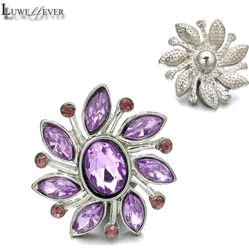 New Component w215 Flower Crystal 18mm Metal Snap Button For Bracelet Necklace Interchangeable Jewelry Accessorie Findings