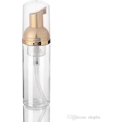 60ML Plastic Foam Dispenser Bottle with Gold Pumps Mini Foaming Pump Dispenser Empty Refillable Travel Hand Soap Foaming, Shampo