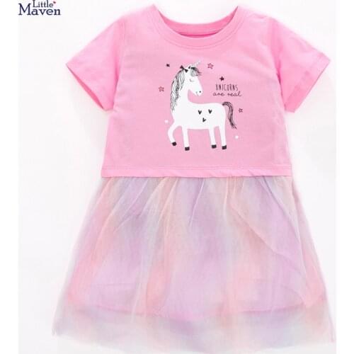 Frocks for Girls 2021 Summer Baby Girl Clothes Toddler Cotton Animal Print Vestiods Casual Unicorn Pink Dress for Kids 2-7 Years