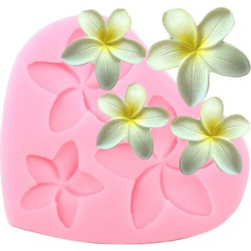 Plumeria Flower Silicone Mold Cupcake Topper Fondant Polymer Clay Mould Cake Decorating Tools Chocolate Sugarcraft Molds