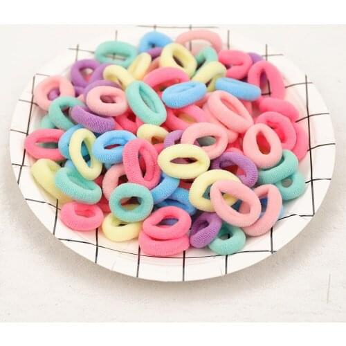 100 PCS/BOX 3CM Children Towel ring Elastic Hair Rubber Bands Scrunchies Accessories safety Kids Girls Ponytail Holder Headdress