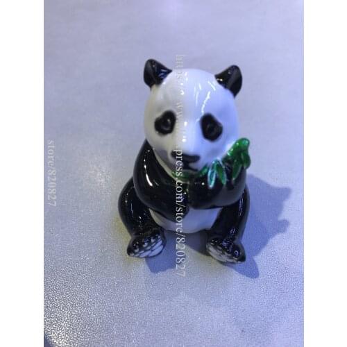 Cute Panda with Bamboo Jewelled Trinket Box Jewelry Box withCrystal, Pill Box Figurine Panda w/ Bamboo Leaf Jeweled Ring Box