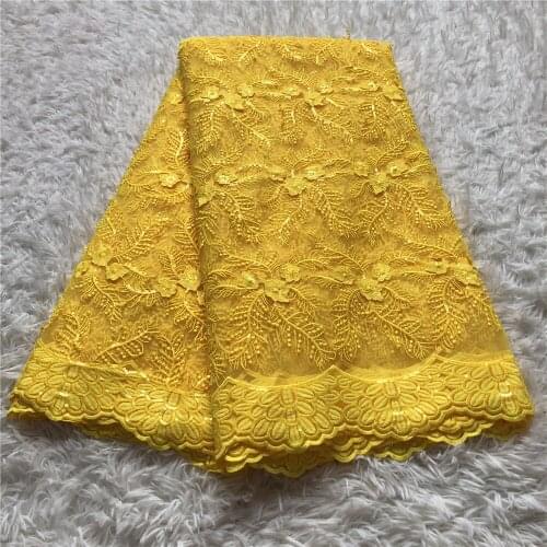 Embroidery Swiss Cord Materials African Lace Fabric 5 Yards Latest French Sequins Tulle Lace Fabric Wedding Nigerian Lace jl070