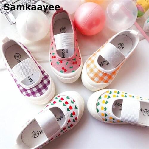 0-8y Children Canvas Flat Shoes Spring Autumn Kids Girls Casual Floral Print Soft Bottom Toddler Comfortable Lighted Footwear 29
