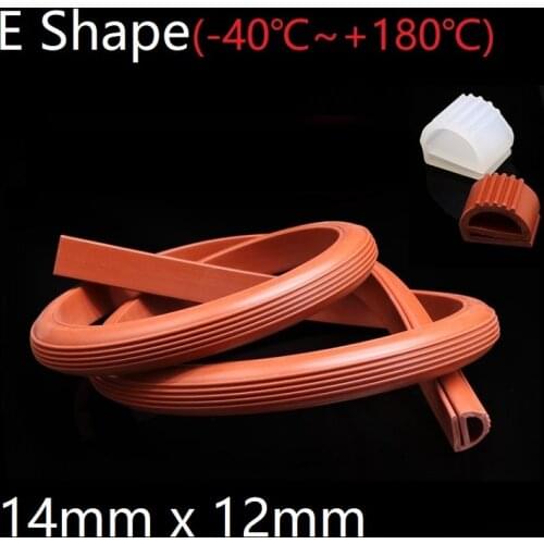 E Shape Seal Strip 14mm x 12mm Soft Silicone Rubber Car Sealing Bar Oven Freezer Door Steaming Machine Weatherstrip Red White