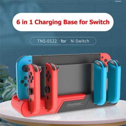Vogek Wireless Portable 6 In 1 Charger Gamepad For Nintendo Switch Joy Con With Charging Indicator 2 Game Slots Charger Station