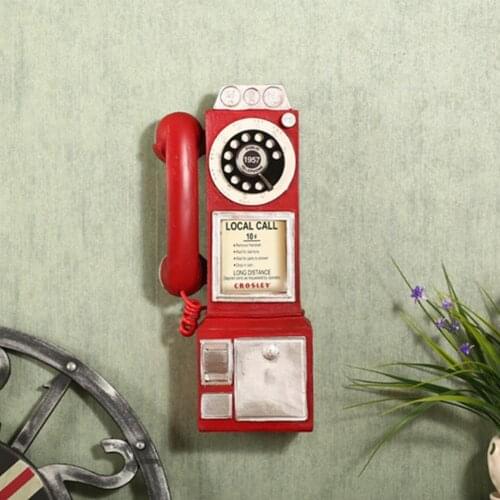 Vintage Telephone Model Home Desk Telephone Decoration Miniature Resin Decoration Hanging Crafts Home Wall Furniture Y9Z7