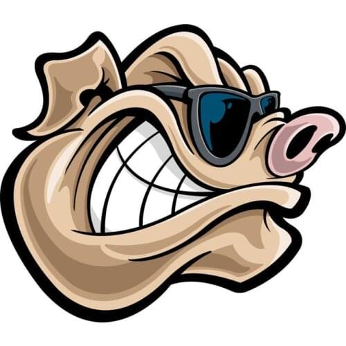 Funny Cartoon Car Sticker Pig Head Wearing Glasses Body Accessories Vinyl Decals Waterproof Scratch-Proof Sticker PVC 15*13cm