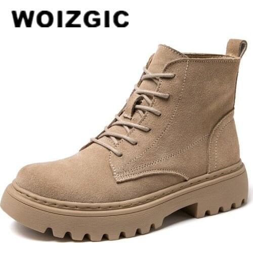 DONGNANFENG women ladies female suede leather ankle shoes boots platform lace up autumn winter plush fur warm