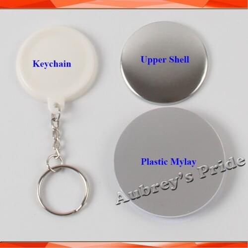 1-3/4" 44mm 100 Sets New Plastic KeyChain Badge Button White or Black Supply Materials for Badge Button Maker