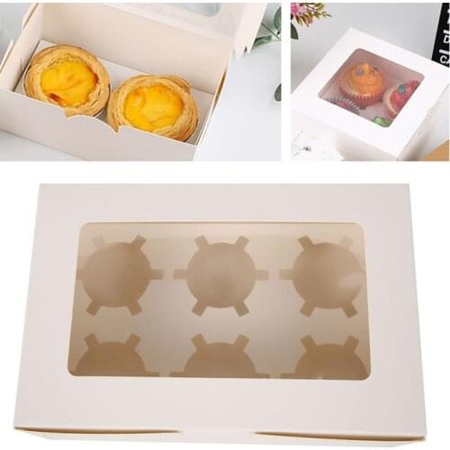 10Pcs 2/4/6 Cavities Marbling Cupcake Boxes and Packaging Cake Cookie Boxes with Window Muffin Dragees Holder Dessert Containers