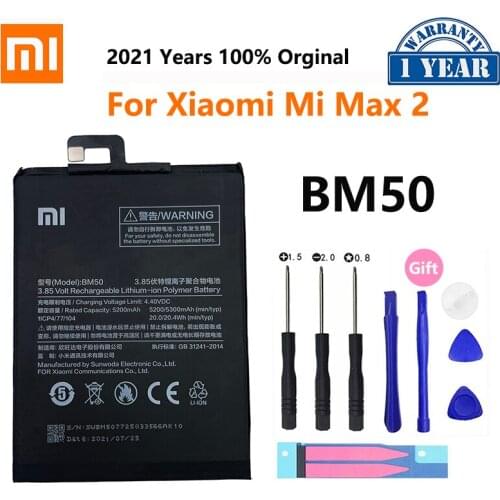 100% Orginal Xiao mi BM50 5200mAh Battery For Xiaomi Max 2 Max2 MiMax2 High Quality Phone Replacement Batteries