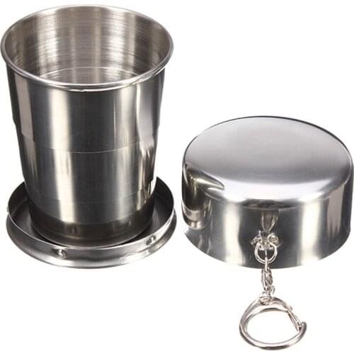 140ml stainless steel portable three section folding cup