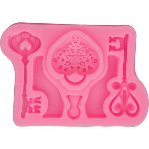 2Pcs Vintage Key Lock Cake Fondant Mold Kit Keyhole Silicone Mold for Cake Decor Sugarcraft Chocolate Epoxy Resin Craft