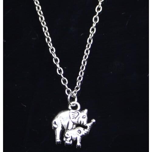 20pcs New Fashion Necklace 16x14mm mama and baby elephant Pendants Short Long Women Men Colar Gift Jewelry Choker
