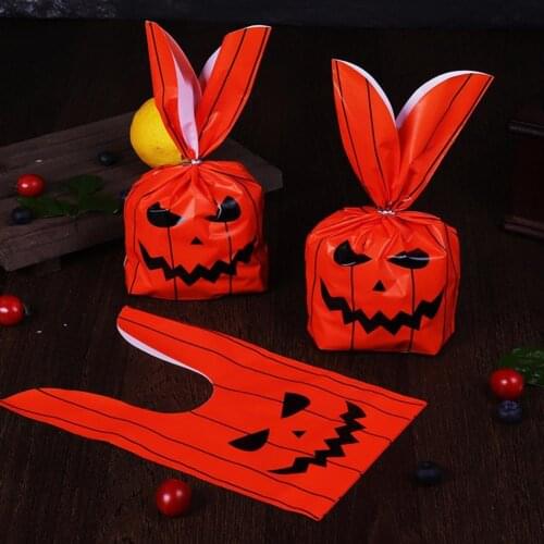 50Pcs/Bag Halloween Packaging Gift Candy Wedding Party Goodie Packing Bag Rabbit Ear Shape Baking Biscuit Bags for Festival