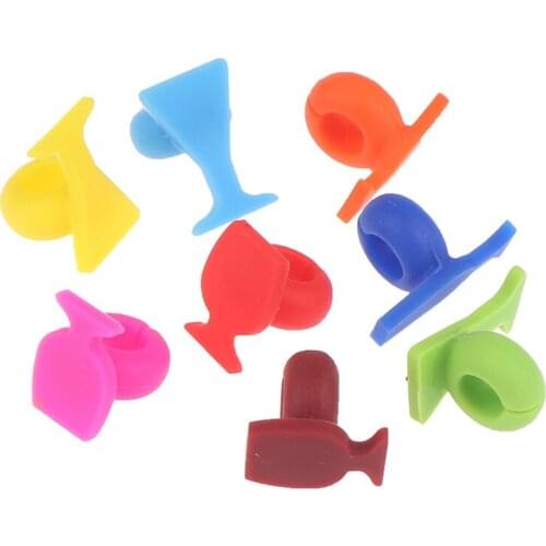 8pcs Silicone Wine Glass Shape Wine Glass Marker Drinking Cup Identifier