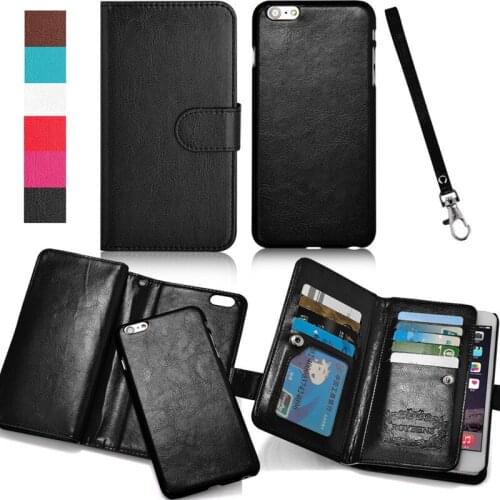 9 Card Holder Mutil-Function Wallet Case For iPhone 6S SE 5 5S 5G Flip Cover Back Case 2 in 1 Phone Bag For iPhone 6 Plus 7 Plus