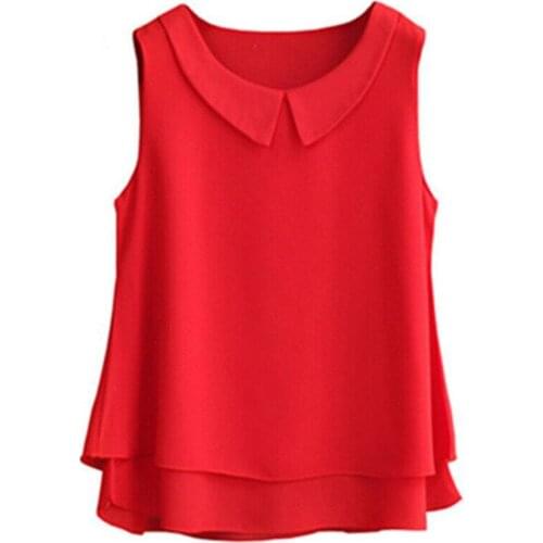 2020 Fashion Brand Womens Blouse Summer Sleeveless Shirt Solid V-neck Casual Blouse Plus Size 2XL Loose Female Top