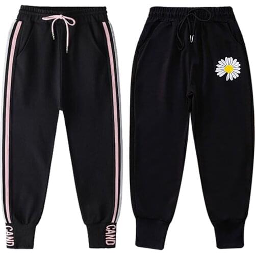 Kids Girls Spring Autumn Sport Leggings Letters Stripes Chrysanthemum Print Casual Pants Children Trousers Workout Tracksuit