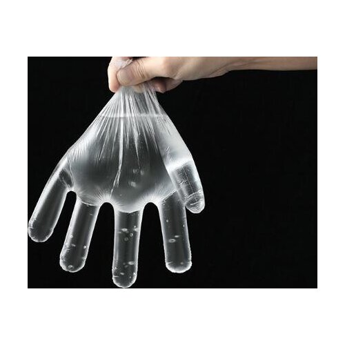 Domestic kitchen disposable gloves 500 transparent beauty cleaning PE film five - finger hygiene gloves