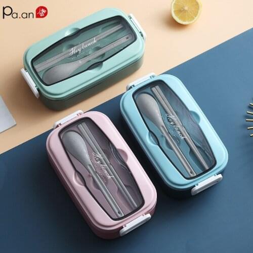 Home 304 Stainless Steel Insulated Lunch Box Food Container for Children Large Capacity Lunch Case with Spoon and Chopsticks