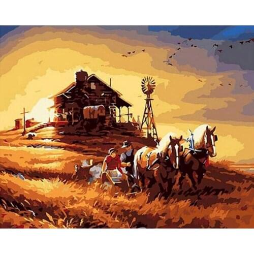 GATYZTORY Frame Harvest Landscape Diy Painting By Numbers Picture Canvas By Numbers For Home Wall Art Decors 40x50cm