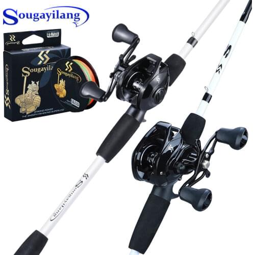 Sougayilang Fishing Rod Reel Combo Portable 3 Section Lure Fishing Rod and 9+1BB High Speed 7:1 Gear Ratio Baitcasting Reel Set