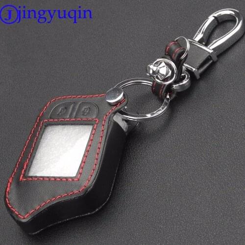 Leather Car Key Cover For Scher-Khan Magicar 13 14 M13 M14 M110AS 2 Way Car Alarm LCD Remote Controller Keys Bag Keychain Case