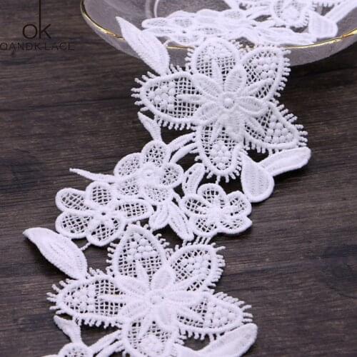 1 yard DIY lace fabric ribbon White water soluble milk lace embroidery lace wedding decoration home textiles