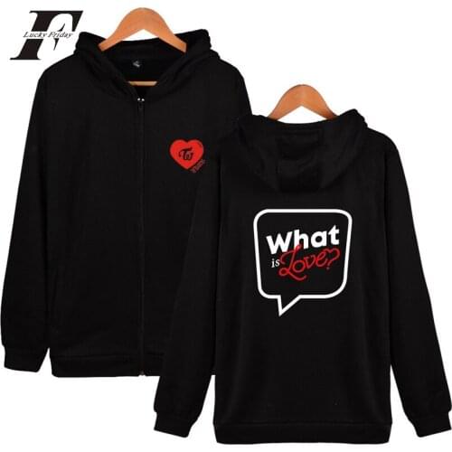 LUCKYFRIDAYF 2018 Twice 8 cotton Cap oversized zipper hoodie sweatshirt women men tracksuit printed K-pop moletom Fans Clothes