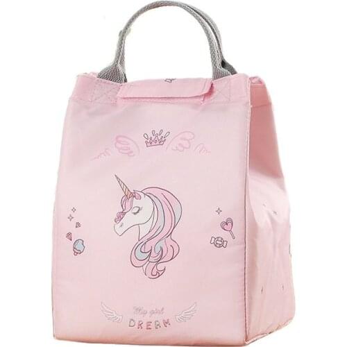 Unicorn Insulation Lunch Bag Aluminium Foil Small Lunch Tote Blue Food Bag Women Thermal Lunch Box Ice Pack portable Handbags