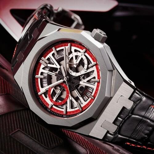 DIDUN NewTop Brand Luxury Watches Men Steel Quartz Watch Clock Chronograph Mens Watches Leather Wristwatch JAPAN VD31 movement