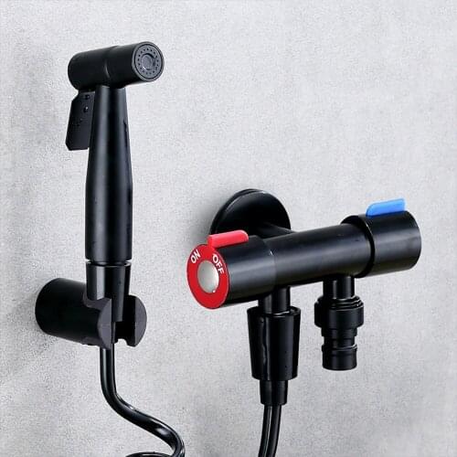 Black Pressurized Bidet Set Toilet Companion Flushing Spray Gun Faucet Bathroom Supplies Bathroom Cleaning Tools