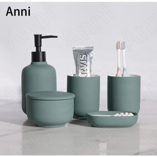Creativity Matte Ceramic Bathroom Set Simple Toothpaste Dispenser Household Five Piece Set Shower Accessories Wedding Decoration