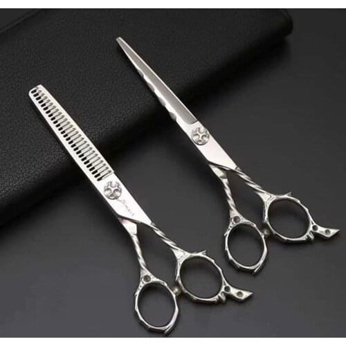 6 Professional Hair Salon Structure Scissors Set Cutting Barber Haircut Thinning Shear Scissors Hairdressing Hair Tools Scissors