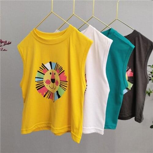 New Korean Baby Boys Cartoon T-shirt for Summer 2021 New Arrival Boys Casual Print Vests T Shirt Kids Casual Top Tees 2-9 Years