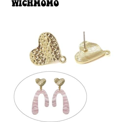 2019 New 18mm 10pieces/bag Zinc Alloy Gold Heart Ripple Earring Base Connectors Linkers for DIY Earring Jewelry Accessories
