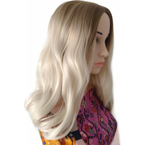 Hywamply Synthetic Hair Wigs Honey Brown Blonde Ombre Color Natural Wavy Style Wigs for African American Women Daily Wear Wig