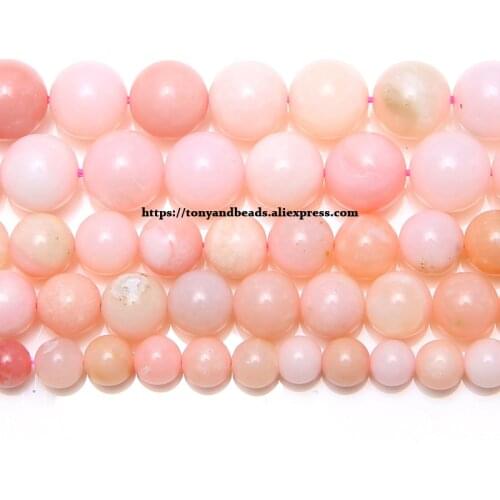 Natural Stone Peru Top quality Pink Opal Round Loose Beads 6 8 10 12MM Pick Size For Jewelry Making