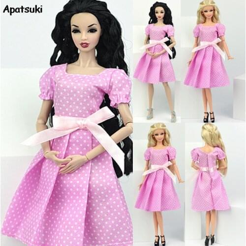 PINK Lovely Summer Dress Doll Skirt Daily Casual Strap Strapless Party Gown Clothes for Barbie Doll Accessories Kid Girl Toy