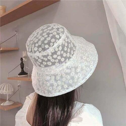 Sun Hat Floral Print Sun Protection Lace Women Fisherman Hat for Outdoor
