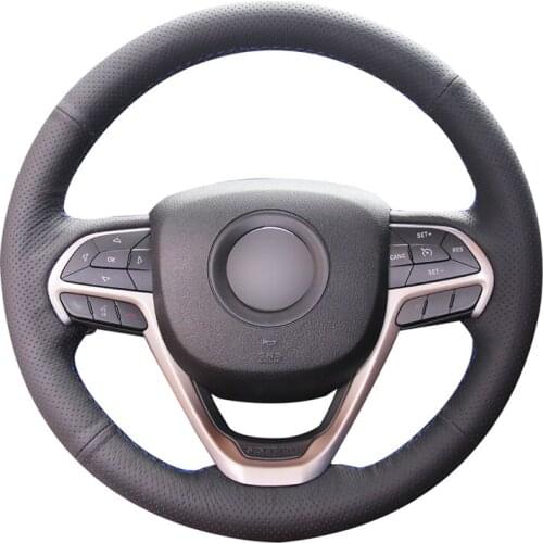 Hand-stitched Black DIY Black Micro Fiber Leather Car Steering Wheel Cover for Jeep Grand Cherokee 2014 2015 2016 Accessories