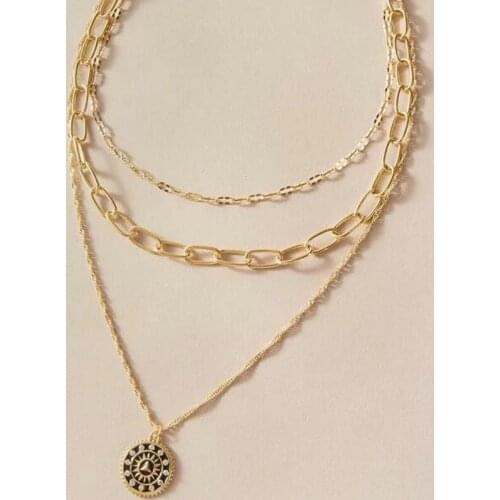 Tocona Exquisite Round Pendant Necklace for Women Clear Crystal Stone Gold Color Chain Choker Geometric Jewelry Gift 10080