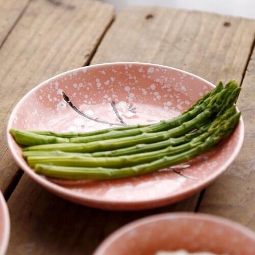 Creative 8-inch Japanese-style ceramic dish color glaze snowflake ceramic dish hotel tableware soup rice dish dish