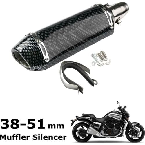 ZXMT Motorcycle Carbon Fiber Exhaust Muffler Pipe Removable Silencer Pipe 38mm-51mm Accessories Universal Durable Glossy