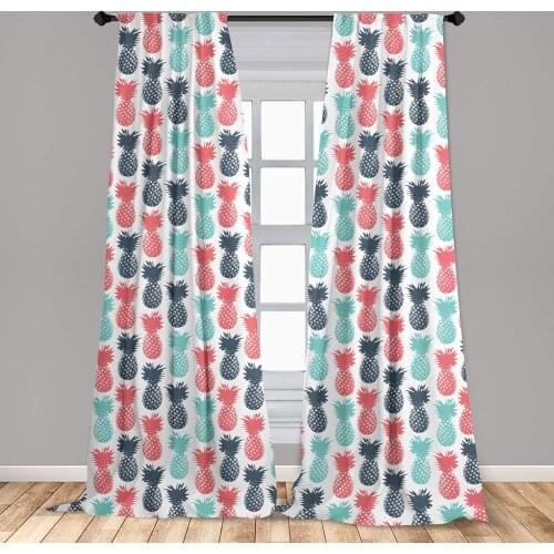 Pineapple Curtain for Kids Rooms Island Pineapple Tropic Fruit Stamped Minimal Backdrop Pop Art Window Drapes for Living Room
